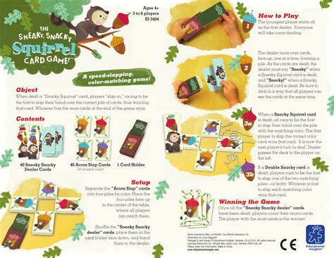 The Sneaky, Snacky Squirrel Game: Rules and Instructions for .